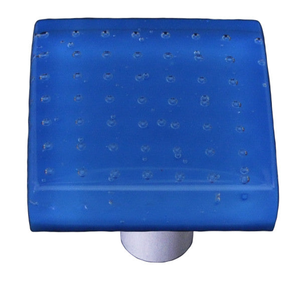 Aquila HK1208-KA: 1-1/2" Bubbles Square Cabinet Knob w/Aluminum Post - Egyptian Blue