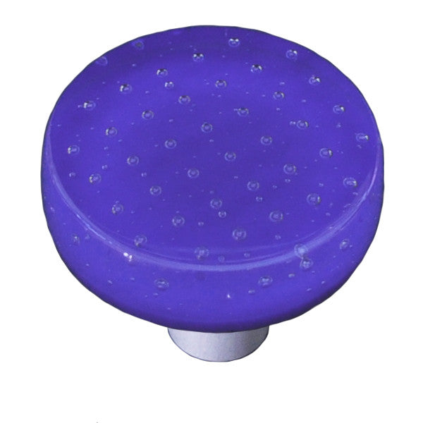 Aquila HK1209-KRB: 1-1/2" Bubbles Round Cabinet Knob w/Black Post - Deep Cobalt Blue