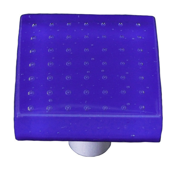 Aquila HK1209-KB: 1-1/2" Bubbles Square Cabinet Knob w/Black Post - Deep Cobalt Blue