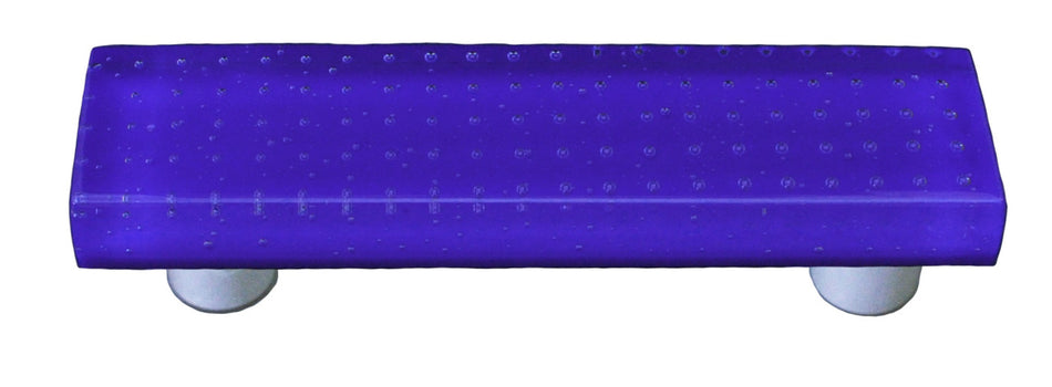 Aquila HK1209-PA: 3" cc Bubbles Rectangle Cabinet Pull w/Aluminum Post - Deep Cobalt Blue