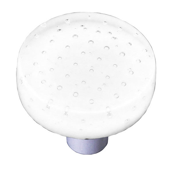 Aquila HK1211-KRA: 1-1/2" Bubbles Round Cabinet Knob w/Aluminum Post - White