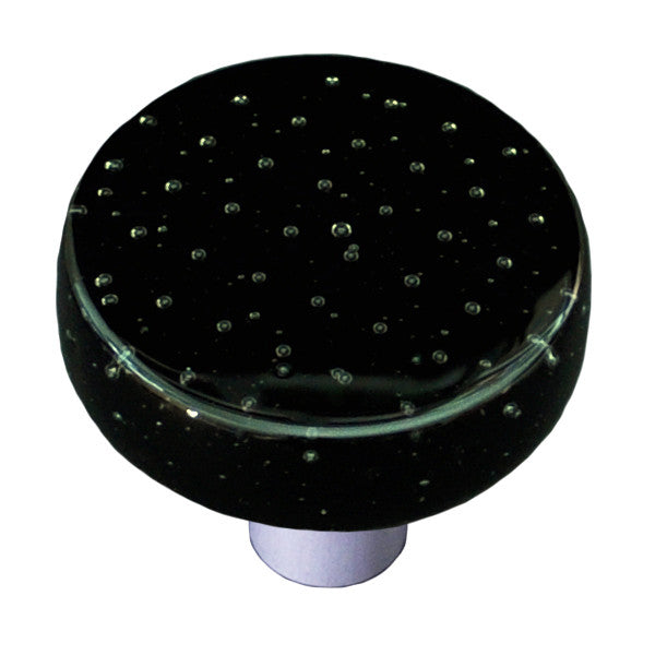 Aquila HK1213-KRB: 1-1/2" Bubbles Round Cabinet Knob w/Black Post - Black