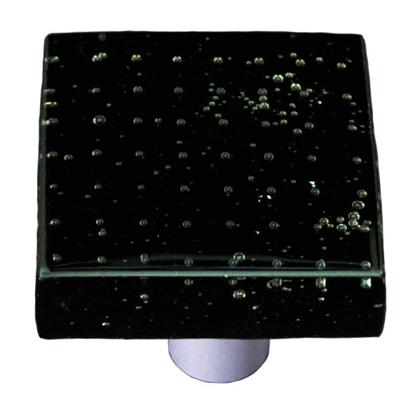 Aquila HK1213-KB: 1-1/2" Bubbles Square Cabinet Knob w/Black Post - Black