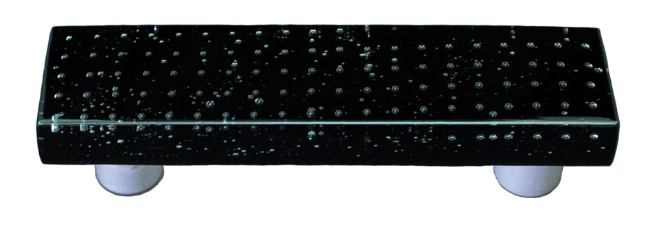 Aquila HK1213-PB: 3" cc Bubbles Rectangle Cabinet Pull w/Black Post - Black