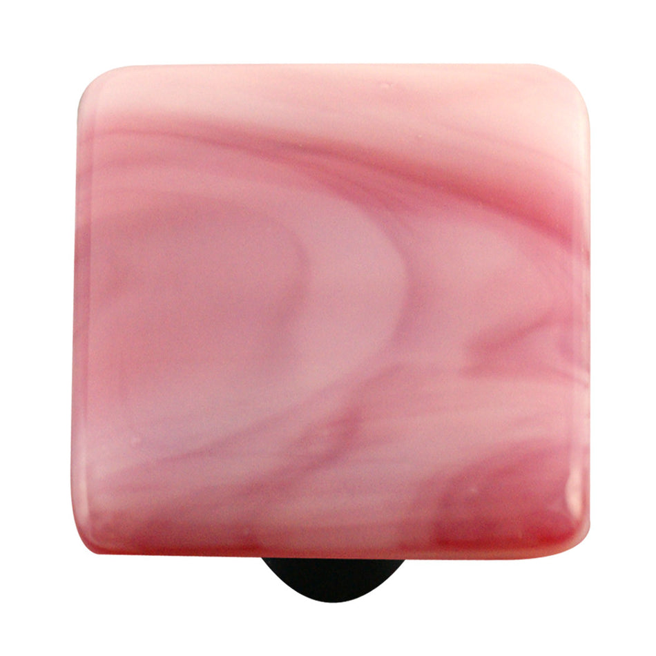 Aquila HK2000-KB: 1-1/2" Swirl Square Cabinet Knob w/Black Post - Light Cranberry