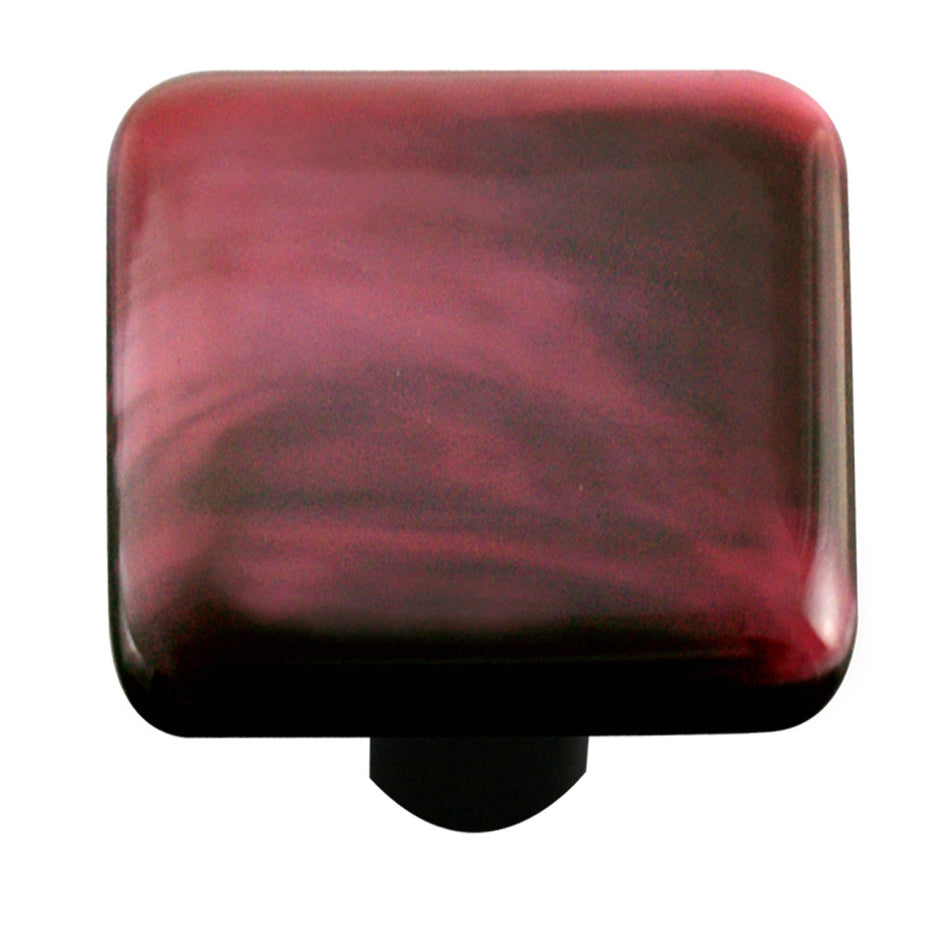 Aquila HK2001-KB: 1-1/2" Swirl Square Cabinet Knob w/Black Post - Dark Cranberry