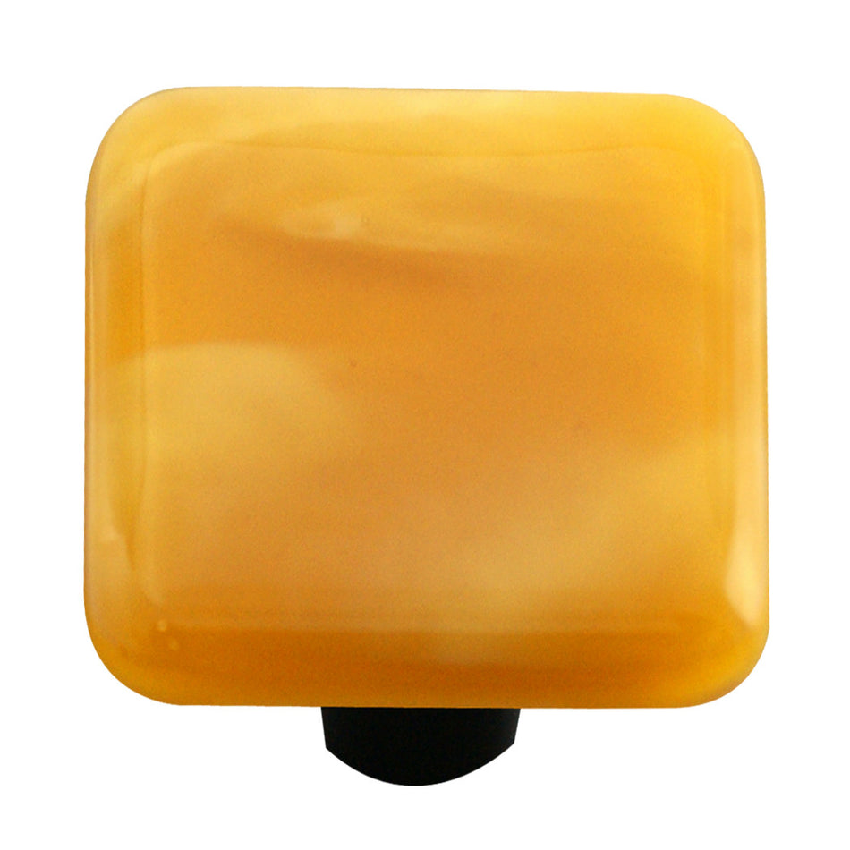 Aquila HK2003-KA: 1-1/2" Swirl Square Cabinet Knob w/Aluminum Post - Amber