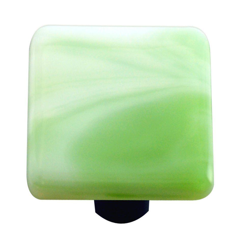 Aquila HK2004-KB: 1-1/2" Swirl Square Cabinet Knob w/Black Post - Light Green