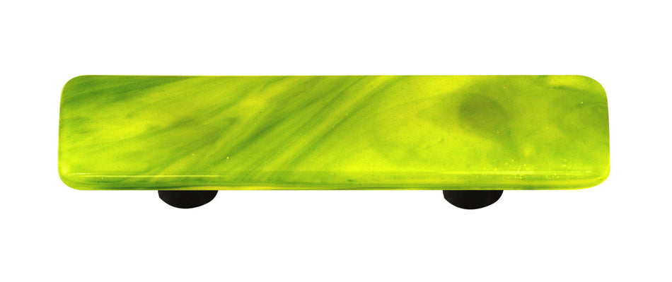 Aquila HK2005-PB: 3" cc Swirl Rectangle Cabinet Pull w/Black Post - Yellow Opal/Deep Forest Green