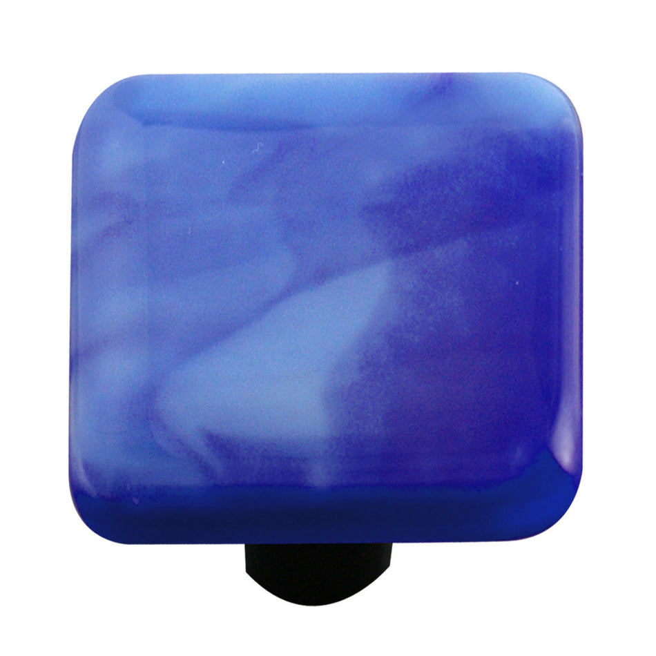 Aquila HK2007-KB: 1-1/2" Swirl Square Cabinet Knob w/Black Post - Cobalt Blue
