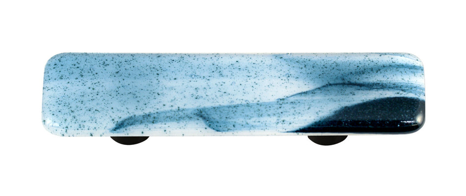 Aquila HK2008-PA: 3" cc Swirl Rectangle Cabinet Pull w/Aluminum Post - Metallic Blue/Clear