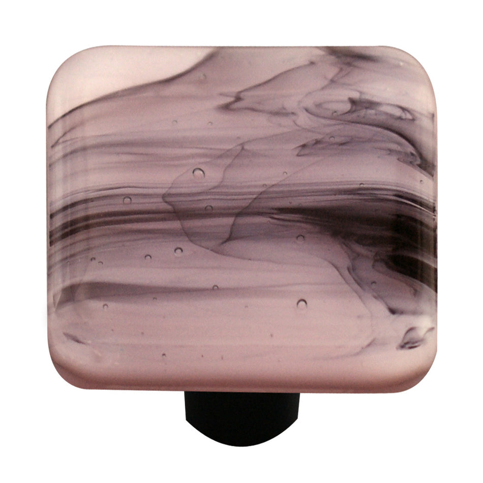 Aquila HK2051-KB: 1-1/2" Swirl Square Cabinet Knob w/Black Post - Black/Petal Pink
