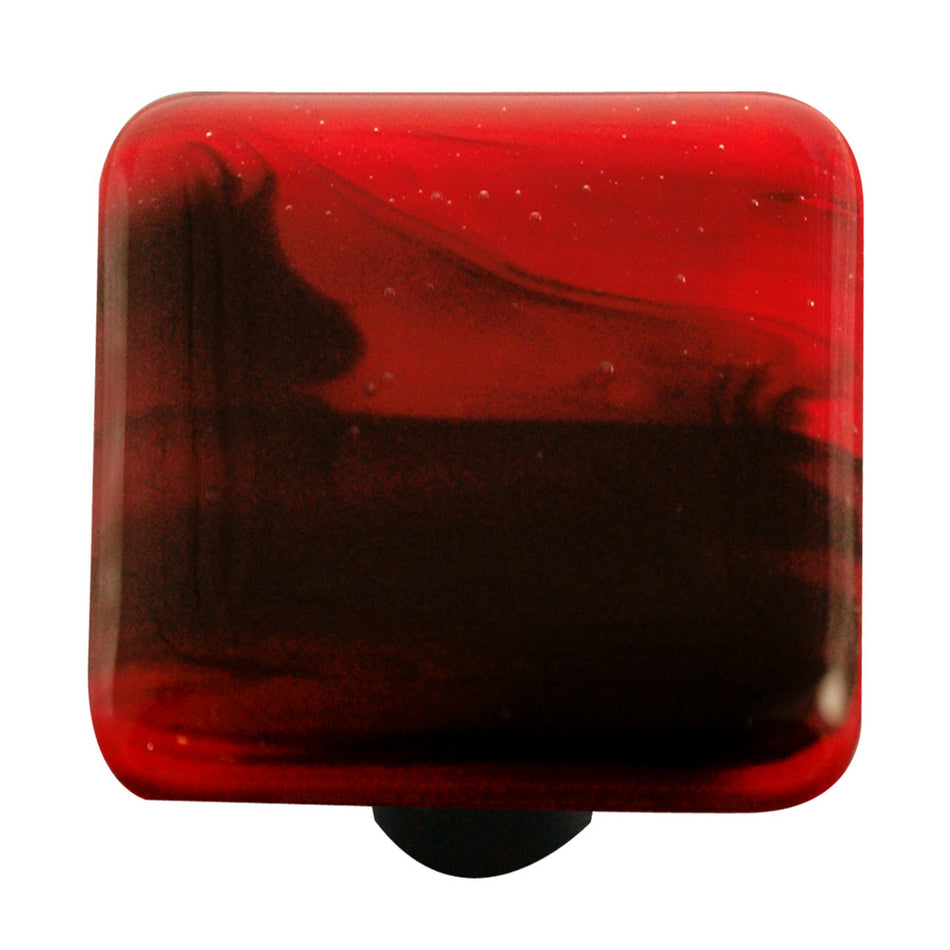 Aquila HK2053-KA: 1-1/2" Swirl Square Cabinet Knob w/Aluminum Post - Black/Brick Red
