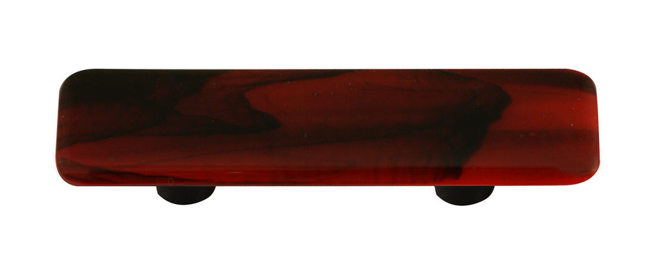 Aquila HK2053-PB: 3" cc Swirl Rectangle Cabinet Pull w/Black Post - Black/Brick Red