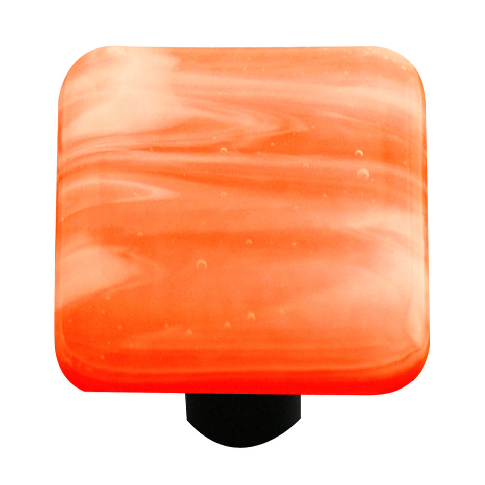 Aquila HK2054-KB: 1-1/2" Swirl Square Cabinet Knob w/Black Post - White/Opal Orange