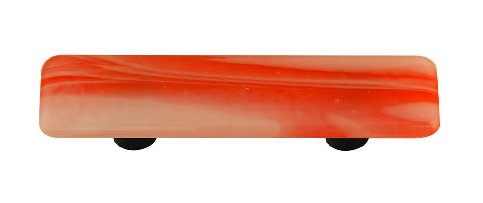Aquila HK2054-PB: 3" cc Swirl Rectangle Cabinet Pull w/Black Post - White/Opal Orange