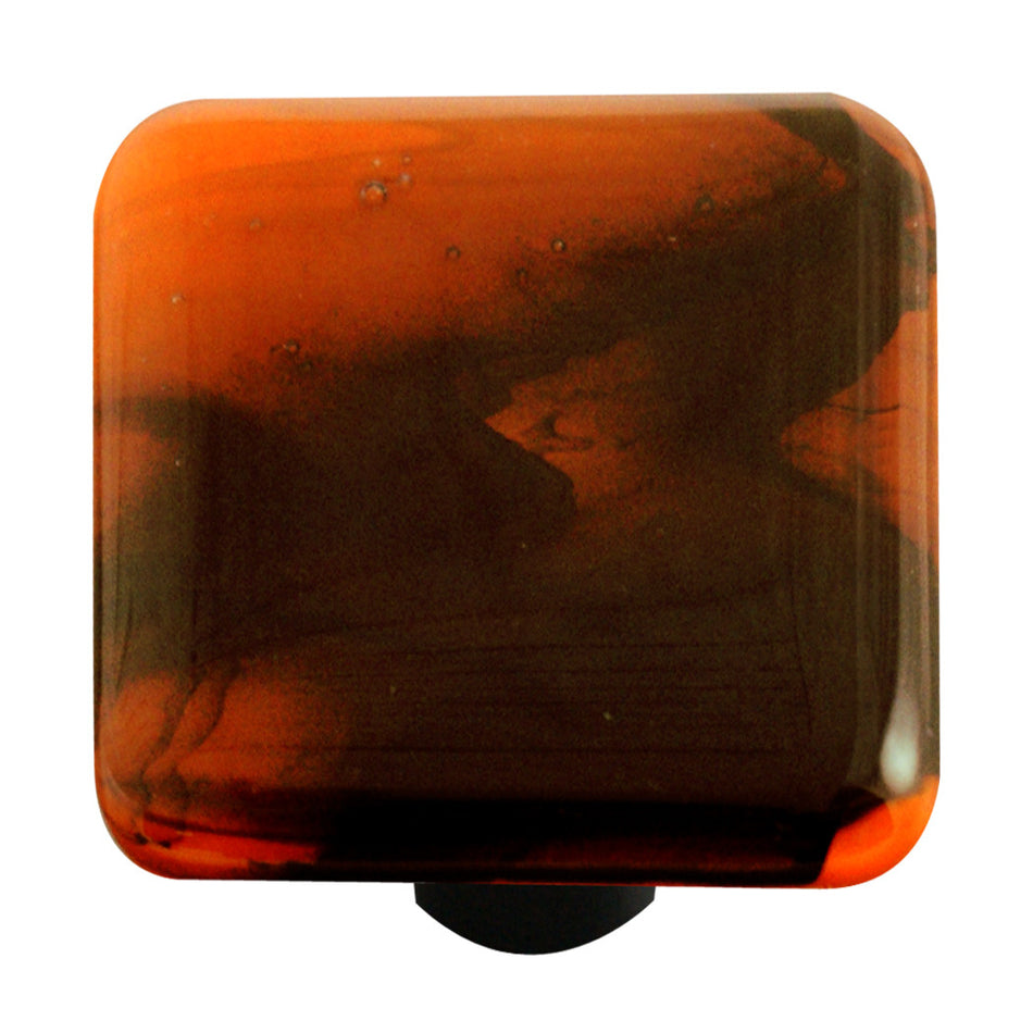 Aquila HK2055-KB: 1-1/2" Swirl Square Cabinet Knob w/Black Post - Black/Opal Orange