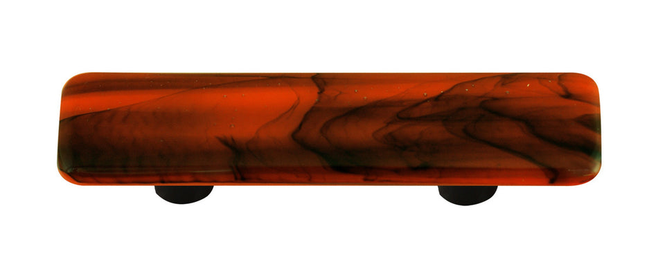 Aquila HK2055-PB: 3" cc Swirl Rectangle Cabinet Pull w/Black Post - Black/Opal Orange