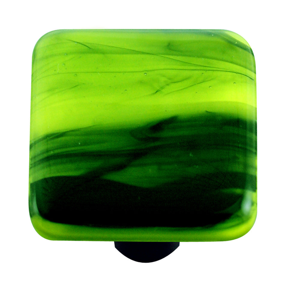 Aquila HK2057-KA: 1-1/2" Swirl Square Cabinet Knob w/Aluminum Post - Black/Spring Green