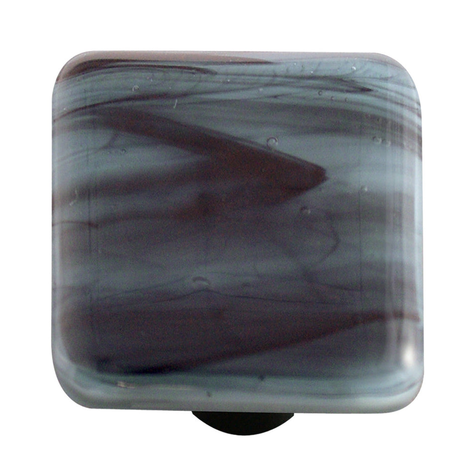 Aquila HK2059-KA: 1-1/2" Swirl Square Cabinet Knob w/Aluminum Post - Black/Powder Blue