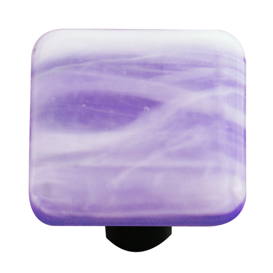 Aquila HK2060-KB: 1-1/2" Swirl Square Cabinet Knob w/Black Post - White/Cobalt Blue