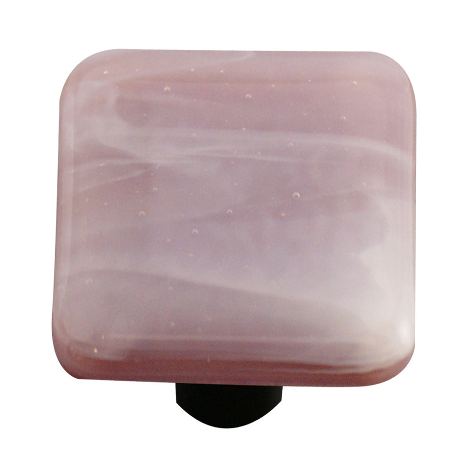 Aquila HK2061-KB: 1-1/2" Swirl Square Cabinet Knob w/Black Post - White/Dusty Lilac