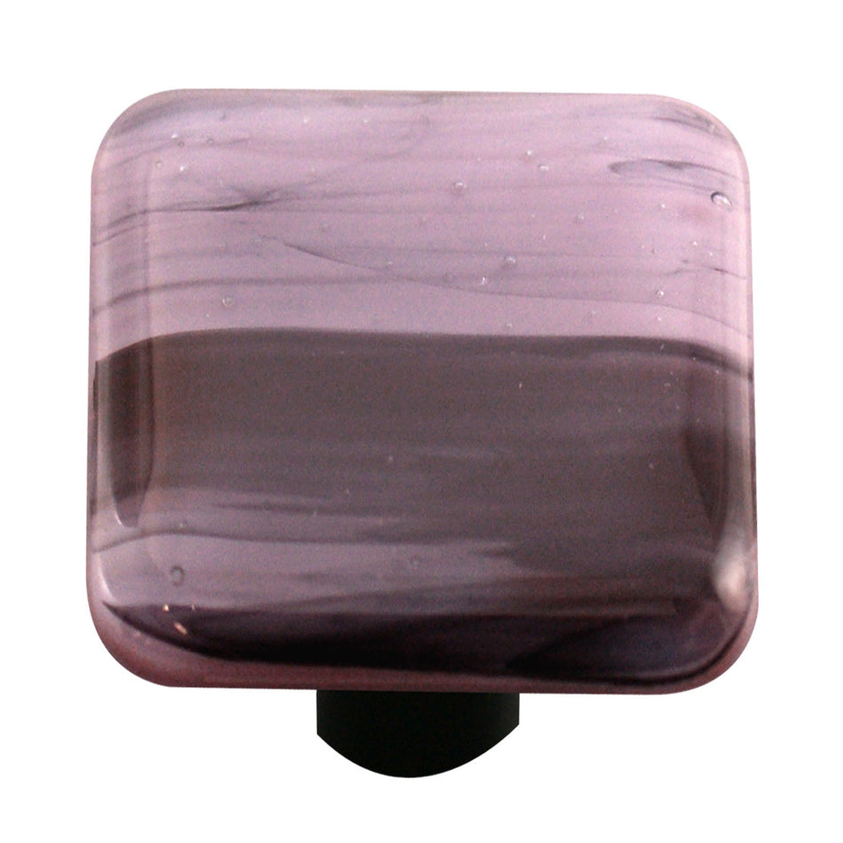 Aquila HK2062-KB: 1-1/2" Swirl Square Cabinet Knob w/Black Post - Black/Dusty Lilac