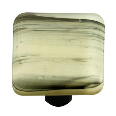 Aquila HK2063-KA: 1-1/2" Swirl Square Cabinet Knob w/Aluminum Post - Black/French Vanilla