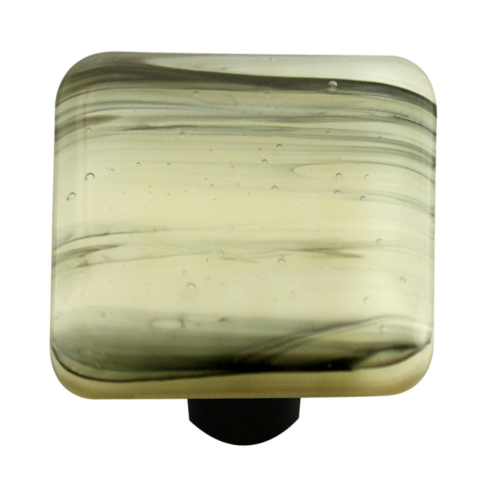 Aquila HK2063-KB: 1-1/2" Swirl Square Cabinet Knob w/Black Post - Black/French Vanilla