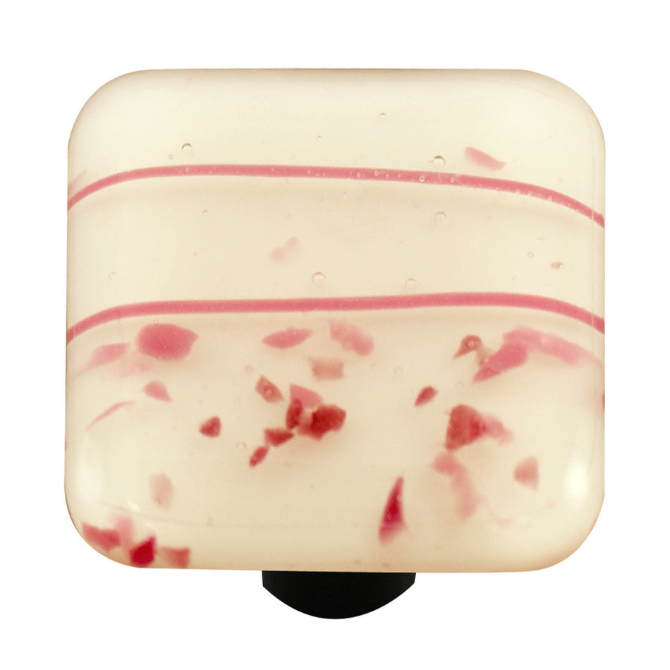 Aquila HK3000-KB: 1-1/2" Mardi Gras Square Cabinet Knob w/Black Post - Pink/White