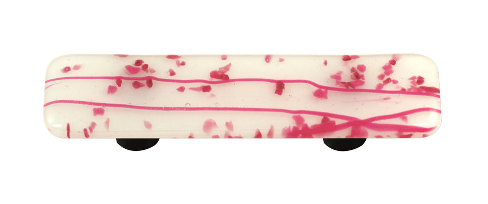 Aquila HK3000-PB: 3" cc Mardi Gras Rectangle Cabinet Pull w/Black Post - Pink/White