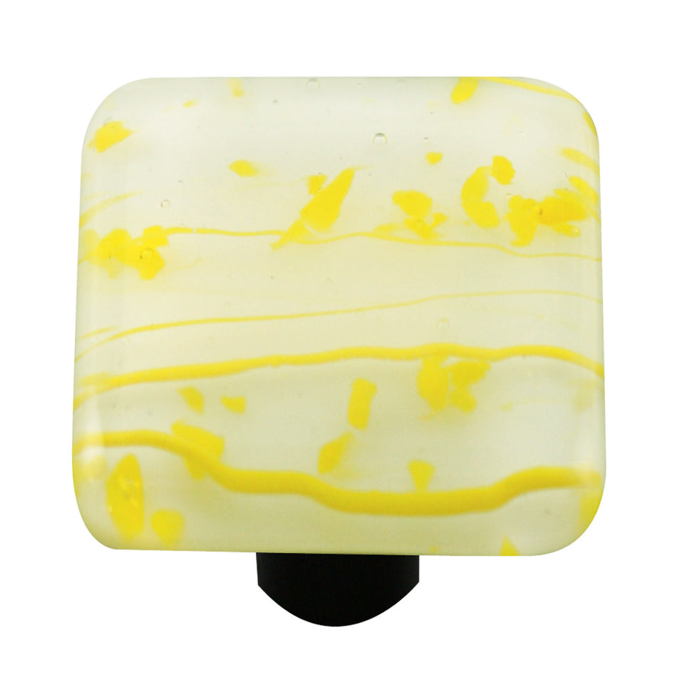 Aquila HK3003-KB: 1-1/2" Mardi Gras Square Cabinet Knob w/Black Post - Yellow/White
