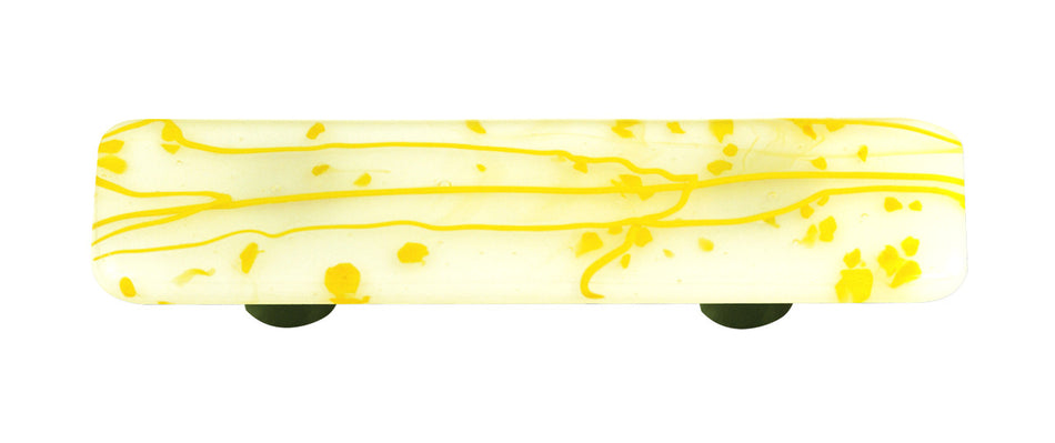 Aquila HK3003-PB: 3" cc Mardi Gras Rectangle Cabinet Pull w/Black Post - Yellow/White