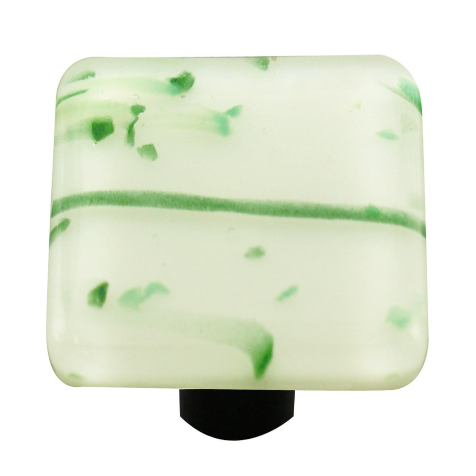 Aquila HK3005-KA: 1-1/2" Mardi Gras Square Cabinet Knob w/Aluminum Post - Green/White