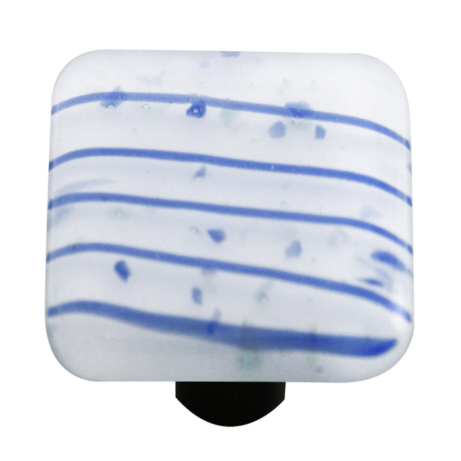Aquila HK3006-KB: 1-1/2" Mardi Gras Square Cabinet Knob w/Black Post - Blue/White