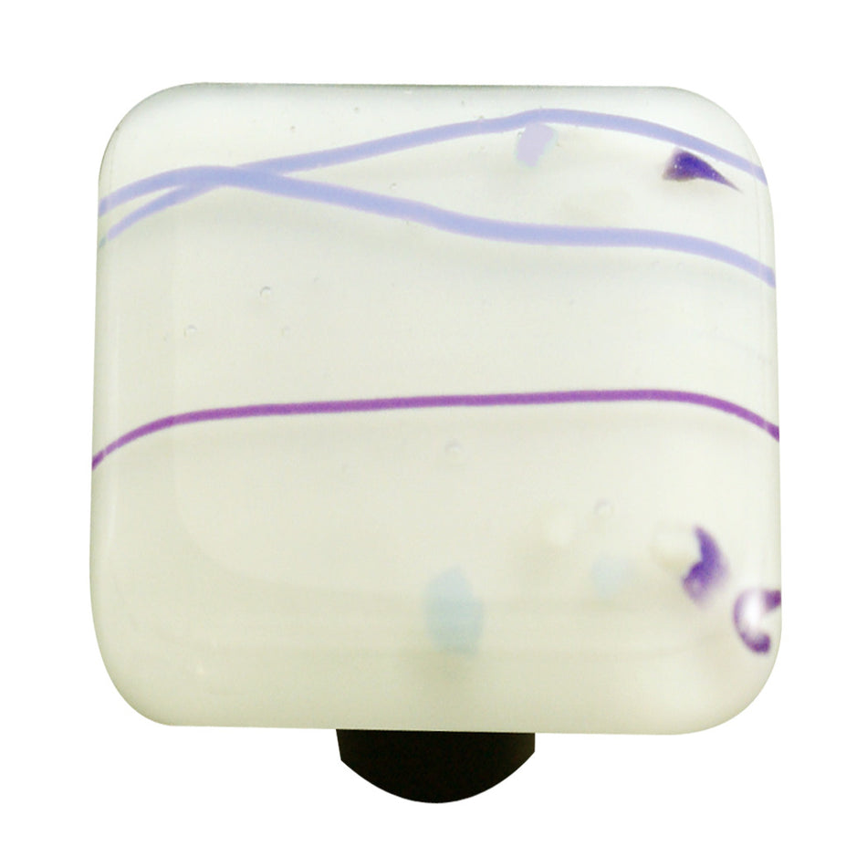 Aquila HK3007-KA: 1-1/2" Mardi Gras Square Cabinet Knob w/Aluminum Post - Purple/White