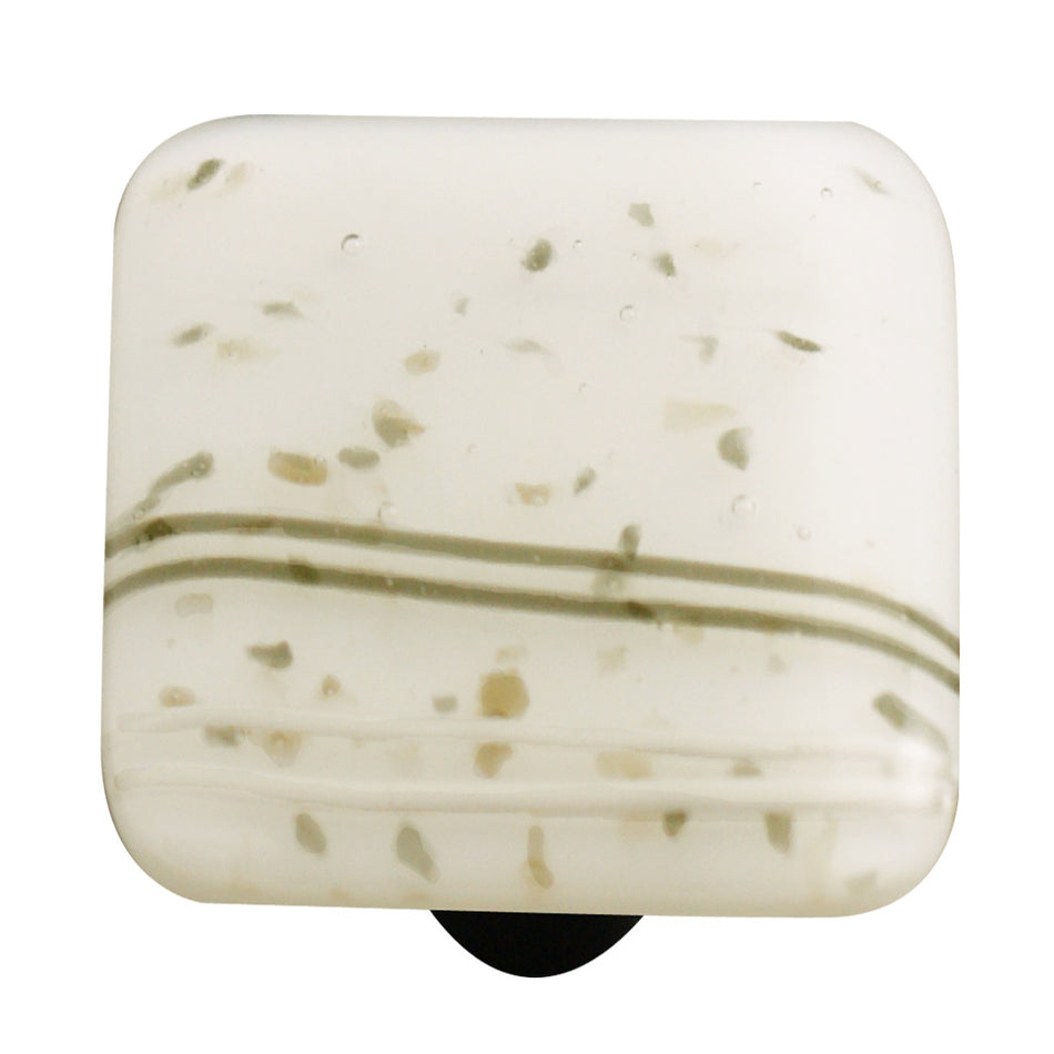 Aquila HK3009-KA: 1-1/2" Mardi Gras Square Cabinet Knob w/Aluminum Post - Vanilla/White