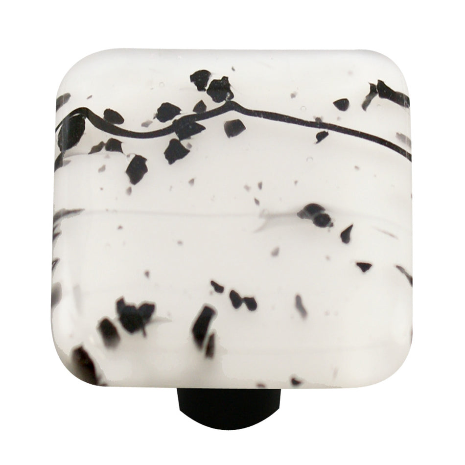Aquila HK3010-KB: 1-1/2" Mardi Gras Square Cabinet Knob w/Black Post - Black/White