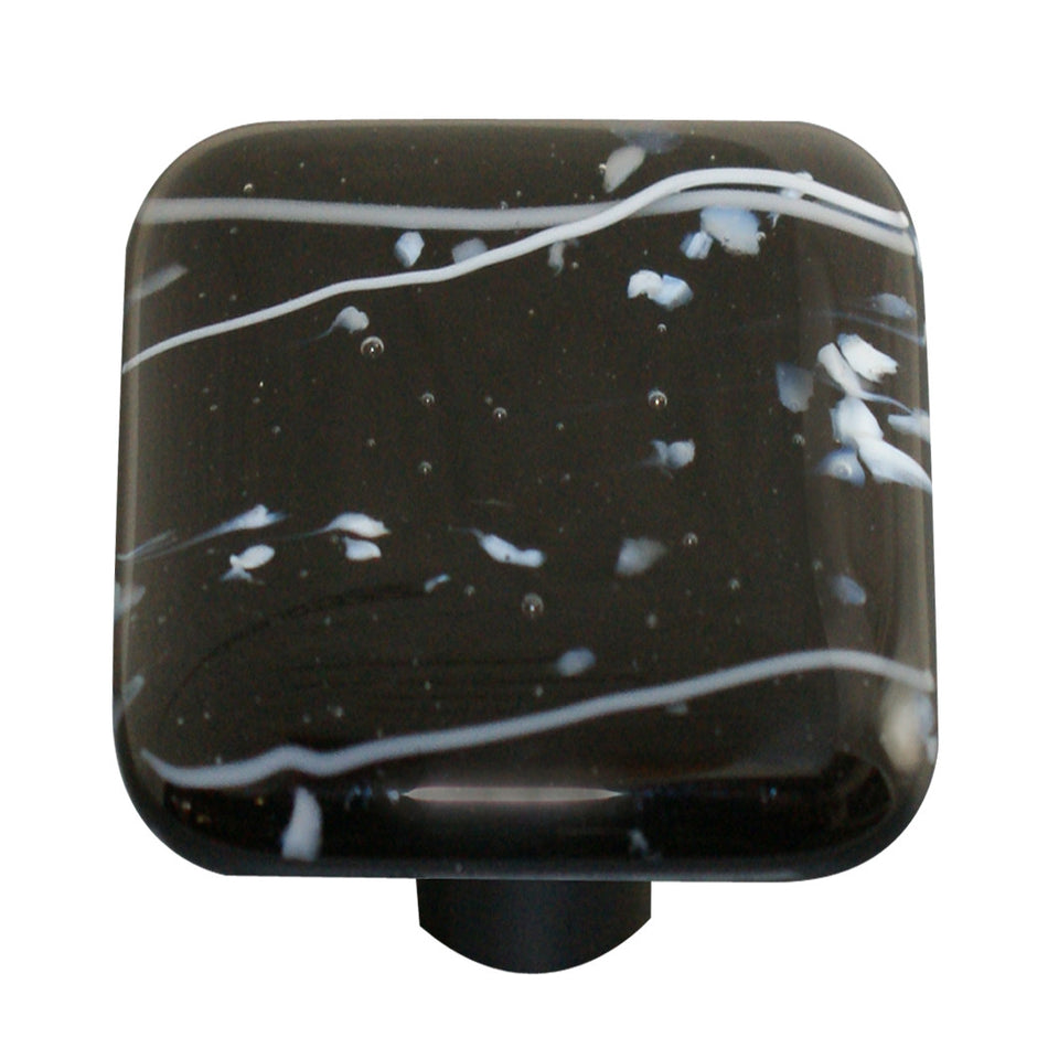 Aquila HK3011-KB: 1-1/2" Mardi Gras Square Cabinet Knob w/Black Post - White/Black