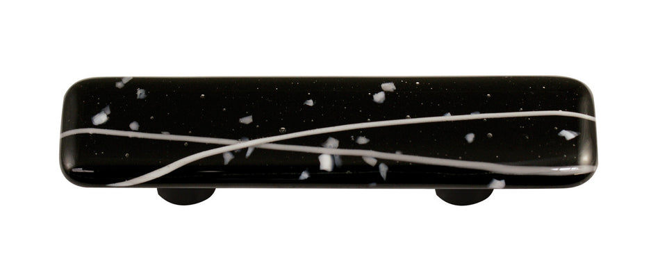 Aquila HK3011-PA: 3" cc Mardi Gras Rectangle Cabinet Pull w/Aluminum Post - White/Black