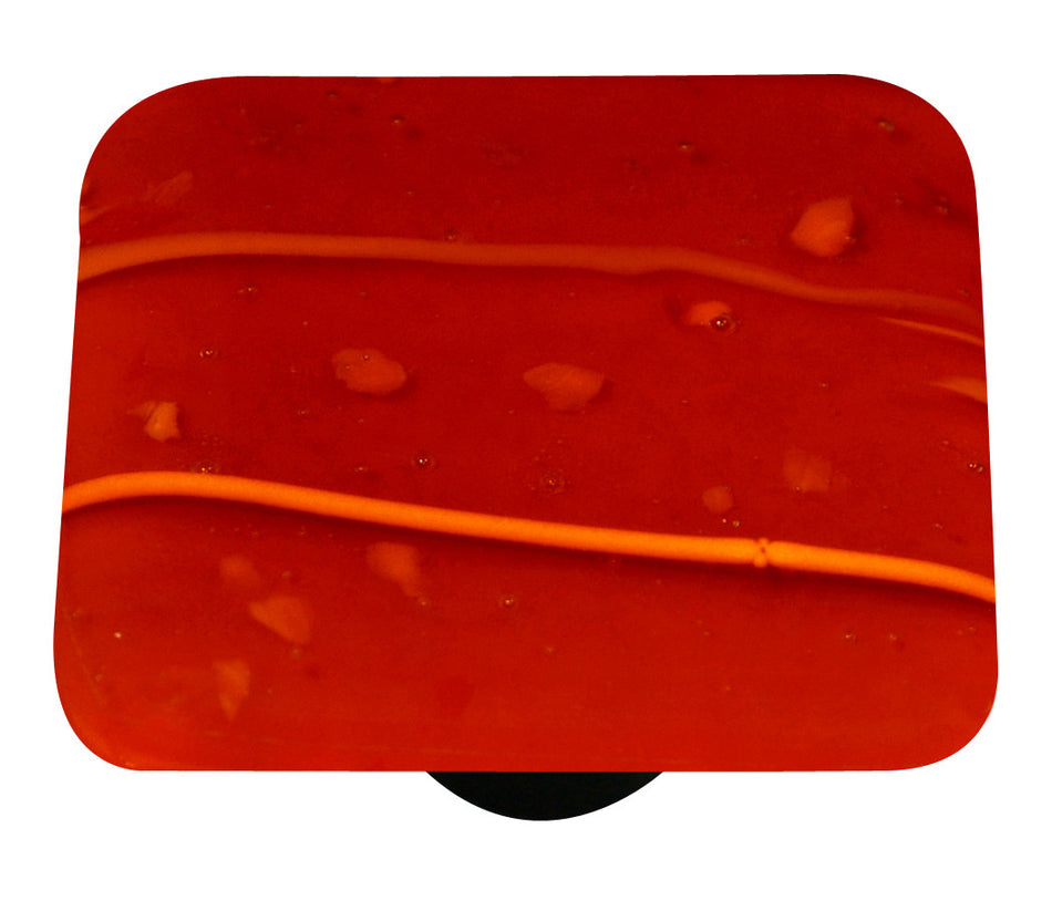 Aquila HK3100-KB: 1-1/2" Mardi Gras Square Cabinet Knob w/Black Post - Orange/Red