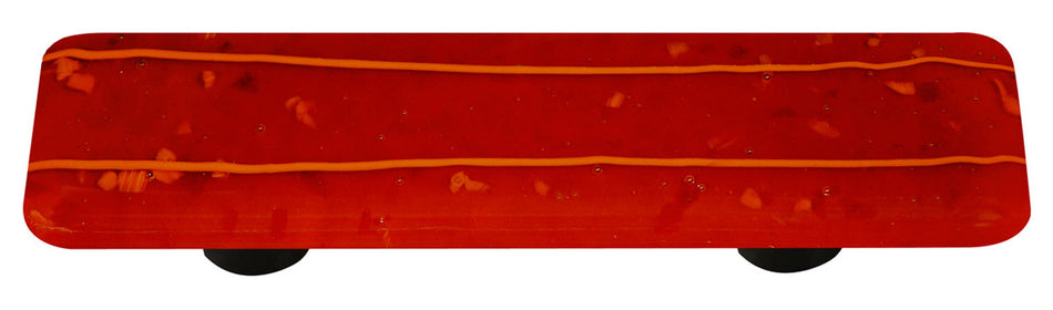 Aquila HK3100-PB: 3" cc Mardi Gras Rectangle Cabinet Pull w/Black Post - Orange/Red