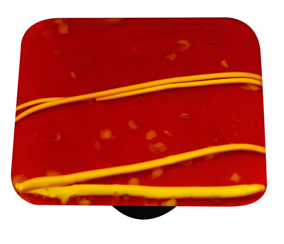 Aquila HK3101-KA: 1-1/2" Mardi Gras Square Cabinet Knob w/Aluminum Post - Yellow/Red