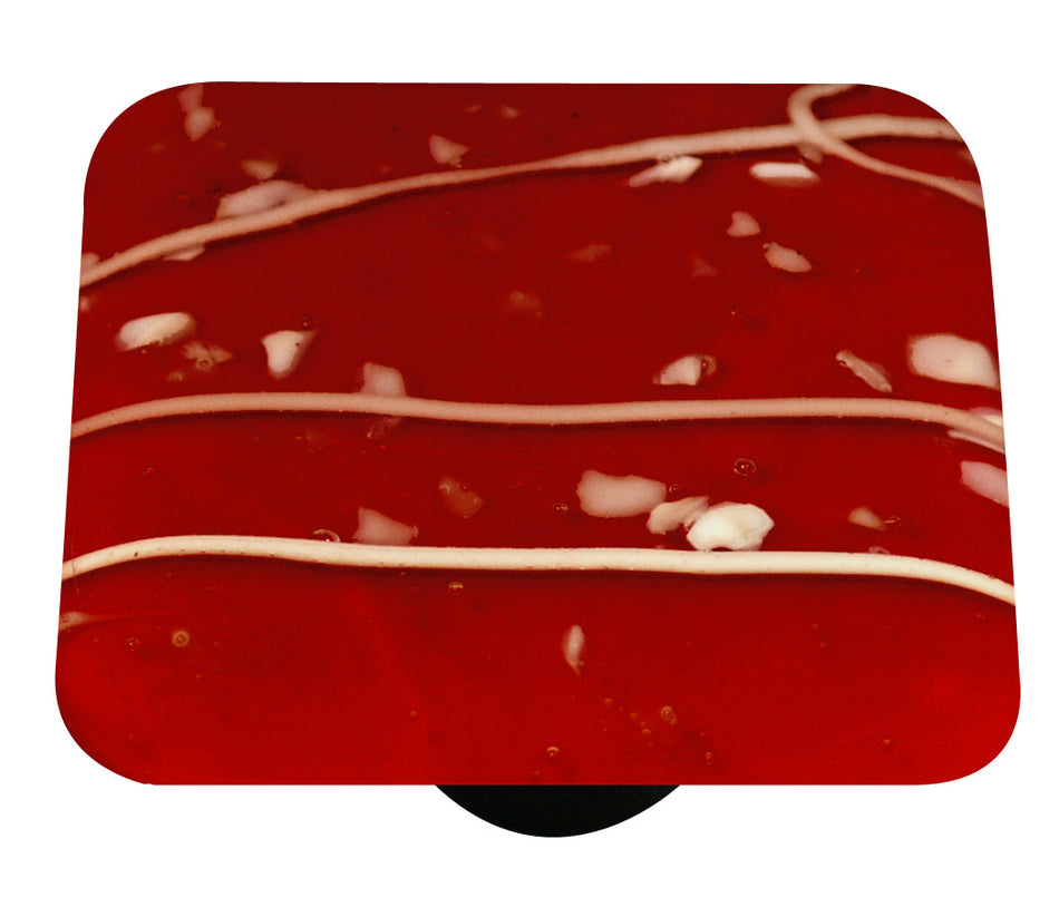 Aquila HK3102-KA: 1-1/2" Mardi Gras Square Cabinet Knob w/Aluminum Post - White/Red