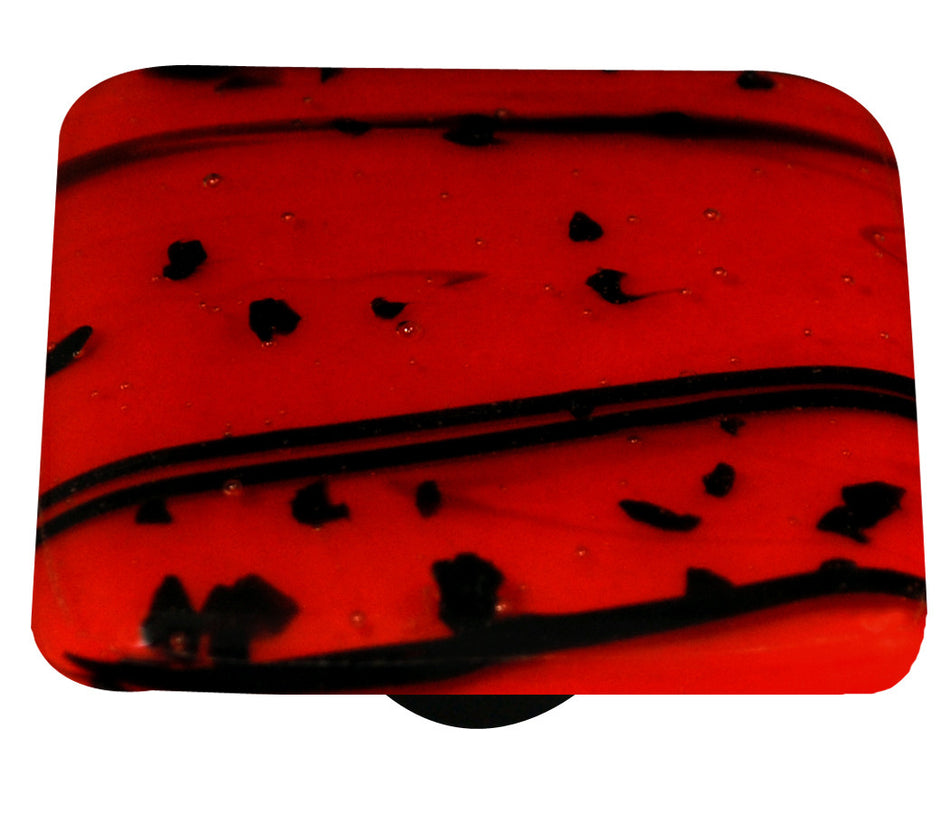 Aquila HK3103-KB: 1-1/2" Mardi Gras Square Cabinet Knob w/Black Post - Black/Red