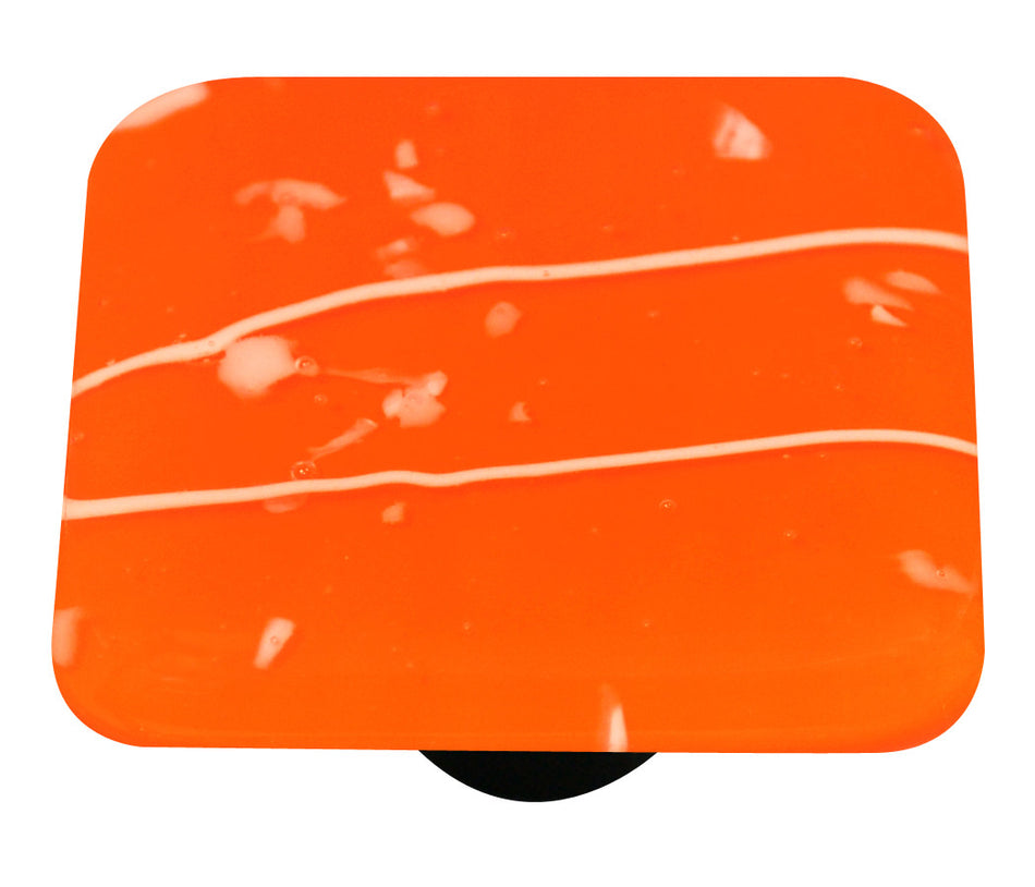 Aquila HK3105-KA: 1-1/2" Mardi Gras Square Cabinet Knob w/Aluminum Post - White/Orange