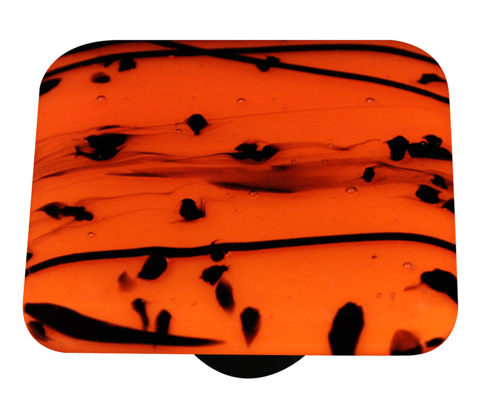 Aquila HK3106-KA: 1-1/2" Mardi Gras Square Cabinet Knob w/Aluminum Post - Black/Orange