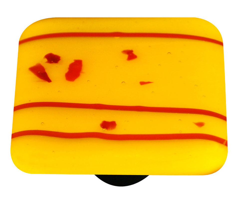 Aquila HK3107-KB: 1-1/2" Mardi Gras Square Cabinet Knob w/Black Post - Red/Sunflower Yellow