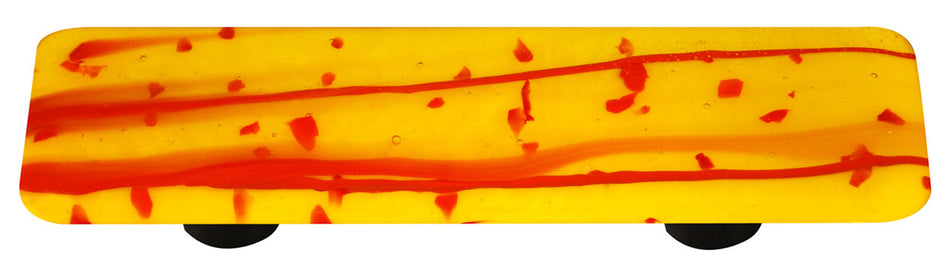 Aquila HK3107-PB: 3" cc Mardi Gras Rectangle Cabinet Pull w/Black Post - Red/Sunflower Yellow
