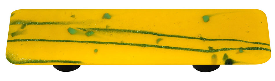 Aquila HK3108-PA: 3" cc Mardi Gras Rectangle Cabinet Pull w/Aluminum Post - Green/Sunflower Yellow